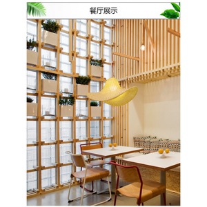 Lustre suspendu en rotin et paille, ovale, à tête unique, pour restaurant, salon de thé, magasin de vêtements - Product Image 3