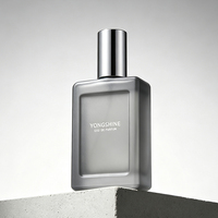 Flacon de parfum carré en verre personnalisé de 100 ml, rechargeable, avec col à vis de 18 mm, flacon de parfum vide avec fenêtre pour étiquette