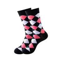 Chaussettes en coton pour hommes, à motifs géométriques contrastés, amusantes et originales, mi-mollet, prêtes à être expédiées, idéales comme cadeau