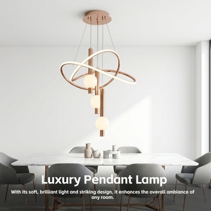 Lustre de plafond LED moderne en fer doré et noir, style nordique, avec suspension longue réglable pour cuisine, salle à manger et salons - Product Image 1