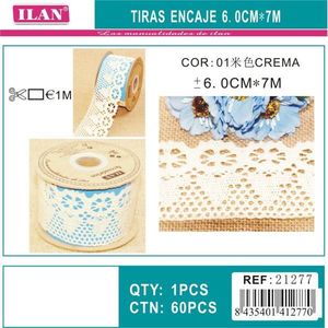 Strisce di pizzo ILAN 6 cm x 7 m colore crema per artigianato e decorazioni - Product Image 3