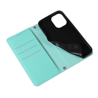 Étui portefeuille en cuir PU grain litchi avec porte-cartes, dragonne et béquille pour iPhone 12 Pro Max/12 Pro/12/12 Mini