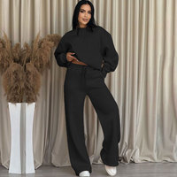 Ensemble deux pièces décontracté et confortable pour femme : sweat-shirt à col rond et pantalon large à cordon de serrage – Meilleures ventes