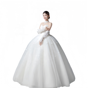 New Elegant Heavenly Luxury Bridal <strong>Dress</strong> Sweet <strong>Wedding</strong> <strong>Dress</strong> Floor-Length A-Line Floral Print Lace Up Back Off-Shoulder Sleeves - Product Image 6