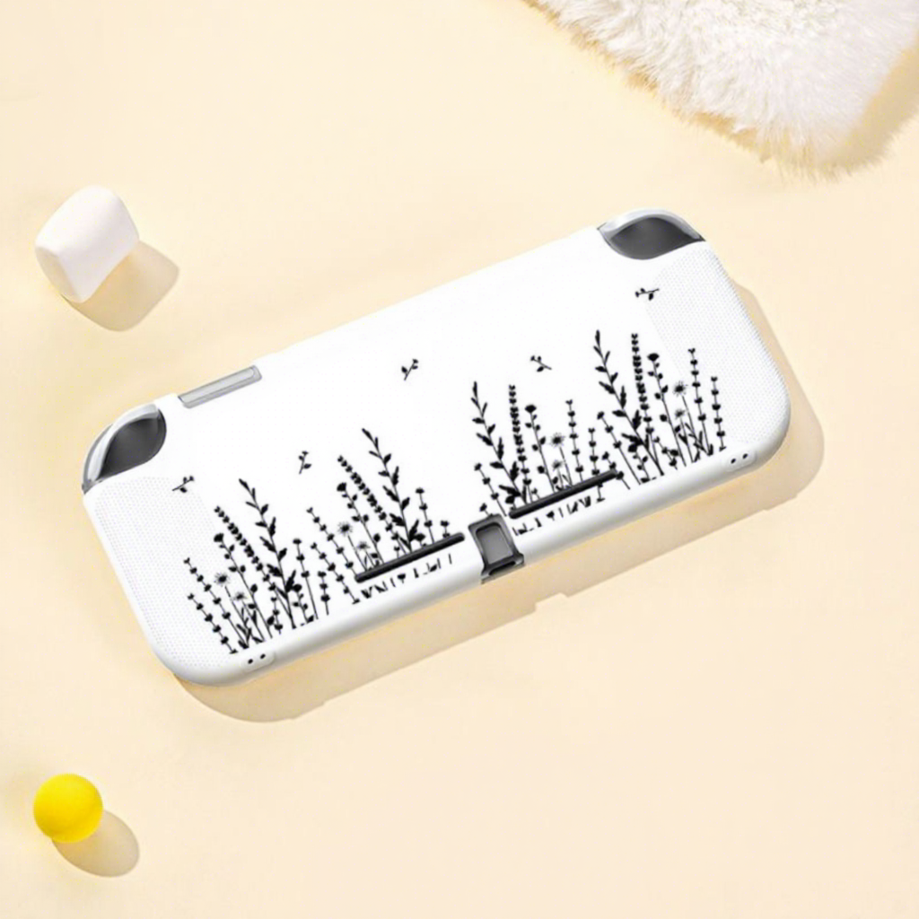 [Flores blancas y negras y hierba] - Lite