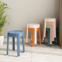 Chaise empilable en plastique en gros, banc haut, table ronde en plastique colorée, portable, salon, salle de classe, décoration