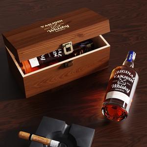 Carafe à whisky en verre clair vide imprimé <span class=keywords><strong>de</strong></span> logo personnalisé <span class=keywords><strong>bouteille</strong></span> en verre pour vodka gin liqueur en <span class=keywords><strong>coffret</strong></span> cadeau en bois - Product Image 3