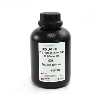 ZSink 1000ml/şişe silikon masaüstü siyah UV kurutmalı mürekkep Epson i3200/ Ricoh G5 G6 /Konica 1024 yazıcı kafası (CMYK + W)