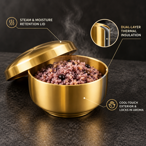 Food Grade SUS304 Dual Layer Meal Pot with <b>Top</b> PVD Titanium <b>Gold</b> Tabletop Serving Dish for Korean BBQ Luxury Banquet Dining Ware - Product Image 2