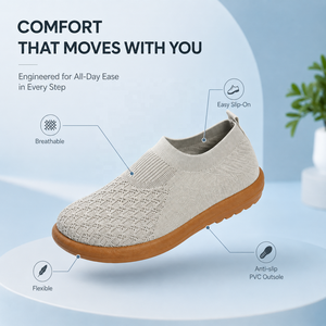 Scarpe Donna Jacquard Onde Flyknit Slip On Camminata Città Rete Traforata Traspirante Suola Gomma PVC Leggera Abaya Musulmana - Product Image 1
