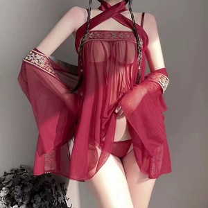 Nuevo conjunto de pijamas de talla grande estilo chino antiguo, uniforme sexy estilo chino antiguo con faja, camisón de gasa, uniforme transparente - Product Image 2