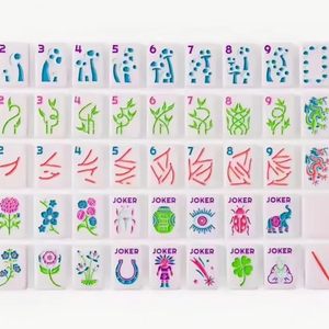 Jeu de Mahjong Américain de Luxe Neon Garden Portable 160 Tuiles avec Motifs Floraux et Faunaux Lumineux en Acrylique Brillant pour des Soirées de Jeu Vibrantes - Product Image 1