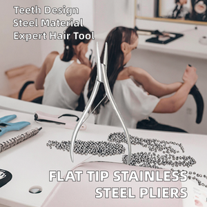 AFPELO Flat <b>Tip</b> Hair <b>Extension</b> Pliers Stainless Steel with Teeth - Product Image 2