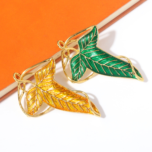 Hot Bán Men Cổ Điển Elf Nữ Hoàng Màu Xanh Lá Cây Lá Trâm Cài Cho Ba Lô Quần Áo Huy Hiệu Ve Áo Pins Đồ Trang Sức - Product Image 6