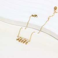 Pulsera de Acero Inoxidable Chapada en Oro PVD de 14K de Alta Calidad al por Mayor con Cinco Bolas, Joyería de Moda para Mujer, Hipoalergénica