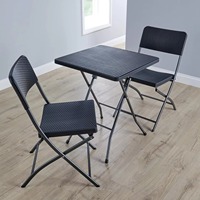 Ensemble table et chaises pliantes d'extérieur légères, motif rotin gaufré