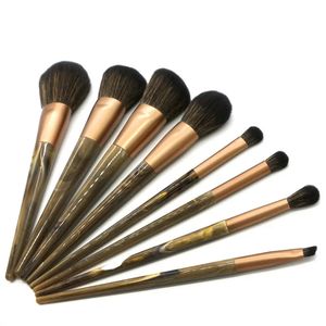 Ensemble de 8 pinceaux de maquillage pour le visage en poils synthétiques, poudre, fond de teint, blush, contour, manche en plastique marbré, professionnel, marque privée - Product Image 5
