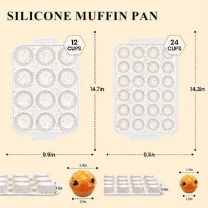 MUYULINS Factory Beige 12-Cup LFGB Non-Stick BPA Free Metal Reinforced Frame <b>Silicone</b> Cupcake Pan Muffin Tray <b>Baking</b> Mold - Product Image 6