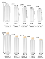 Bouteille d'eau en plastique réutilisable avec logo personnalisé, 500 ml, bouteille de sport portable avec sangle pour étudiants, voyages en plein air