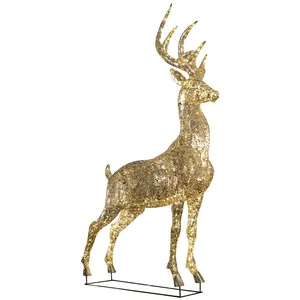 Dali Outdoor Edelstahl ausgehöhlte goldene Gegenstände Hirschs kulptur Wohnkultur für Wohnzimmer, Hotel, Verkaufsbüro