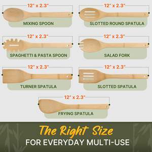 7 Pieces <b>Wooden</b> <b>Spoons</b> <b>Wooden</b> Utensil <b>Set</b> for Daily Use Bamboo <b>Wooden</b> Cooking Utensils Lightweight and Heat Resistant - Product Image 2