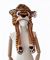 Cet adorable chapeau en peluche de tigre avec oreilles mobiles est chaud et doux, idéal pour les fêtes, les cosplay, les cadeaux de vacances pour les enfants et les adultes