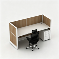 Poste de travail modulaire moderne avec cloison de bureau, bureau individuel avec meuble mobile, cadre en aluminium et panneau en bois