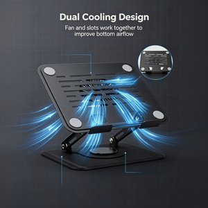 Tragbarer Laptop-Ständer mit 360-Grad-Drehfunktion, USB-Lüfter, magnetischer, ergonomischer Erhöhung für Laptops oder Tablets im Format 10-17 Zoll - Product Image 5