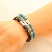 Bracelet élastique artisanal en perles de pierre naturelle Howlite de 8 mm, perles de cristal énergétique, pour la guérison, vente en gros