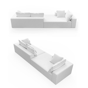 Canapé en forme de L minimaliste nordique, blanc ivoire, garnissage en éponge, canapé combiné pour salon - Product Image 2