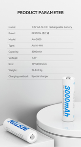 BESTON venta al por mayor 1,2 V AA 3000mAh Ni-mh batería recargable para ratón batería de alto rendimiento soporte personalización 1200 ciclo - Product Image 4