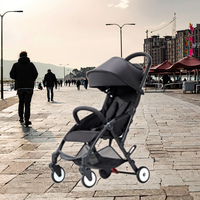 Poussette pliable légère en lin et alliage d'aluminium avec dossier réglable et système de freinage double