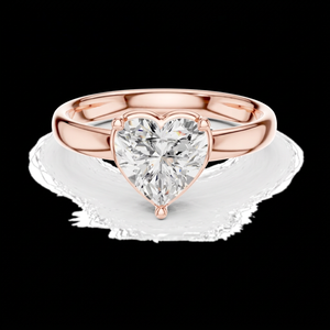 Anillo de cóctel unisex AMBER JEWELS de oro rosa, plata 925 chapada en oro, con moissanita de corte corazón y engaste de garras, estilo hip-hop, romántico - Product Image 2