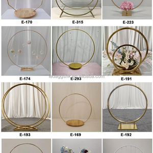 Support de plante rond en métal plaqué or de haute qualité LEDA pour décoration de mariage sur table avec base - Product Image 5