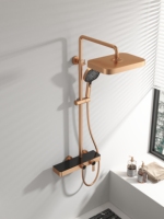 Ensemble de salle de bain Synchro Elegant Gold : colonne de douche thermostatique à double fonction avec écran LED et pomme de douche pluie
