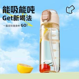 Refreshing Double Drink Cup PPSU Portable Sports Water Bottle With Dual Straws Heat Resistant For Outdoor Use - Product Image 3