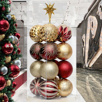 Große 31cm Riesen-Plastik-Weihnachtskugeln Set, Glänzende Metallische Baumschmuckkugeln für Kommerzielle Feiertagsdekoration