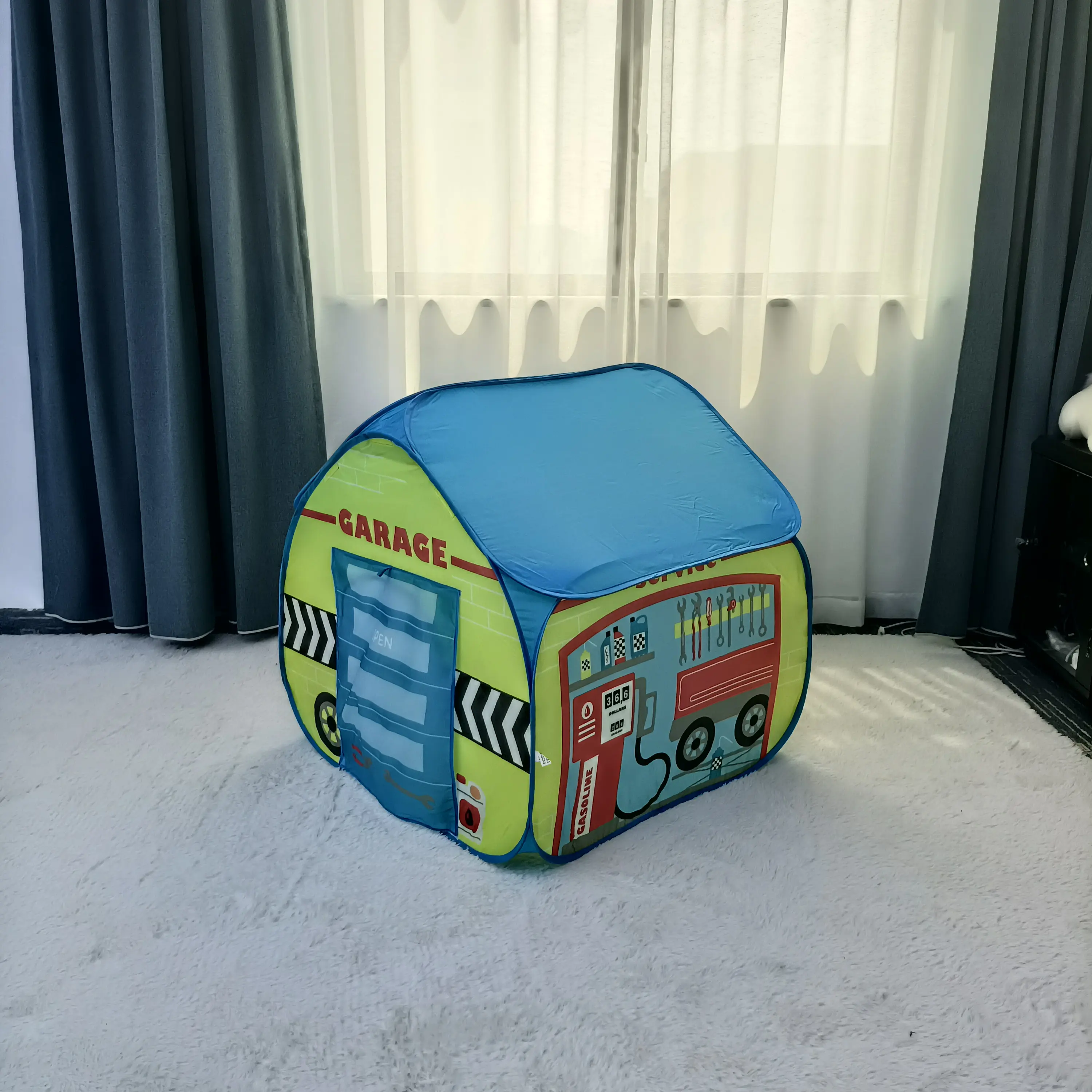 Nuevo diseño Venta al por mayor de la venta caliente de la gasolinera Casa de juguetes plegable Pop Up Play Tent