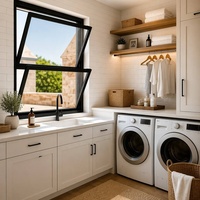 Fenêtre à double battant en aluminium abordable, à levage par les deux battants, vitrage simple, insonorisée, en acier inoxydable, pour villa