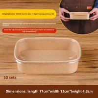 Contenants alimentaires rectangulaires jetables et réutilisables en papier kraft multi-tailles 500/650/750/1000ml avec couvercles en option, étanches
