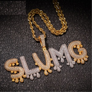 <span class=keywords><strong>Collana</strong></span> con <span class=keywords><strong>Nome</strong></span> <span class=keywords><strong>Personalizzabile</strong></span> in Stile Hip Hop con Ciondolo a Forma di Lettera Ghiacciata - Product Image 1