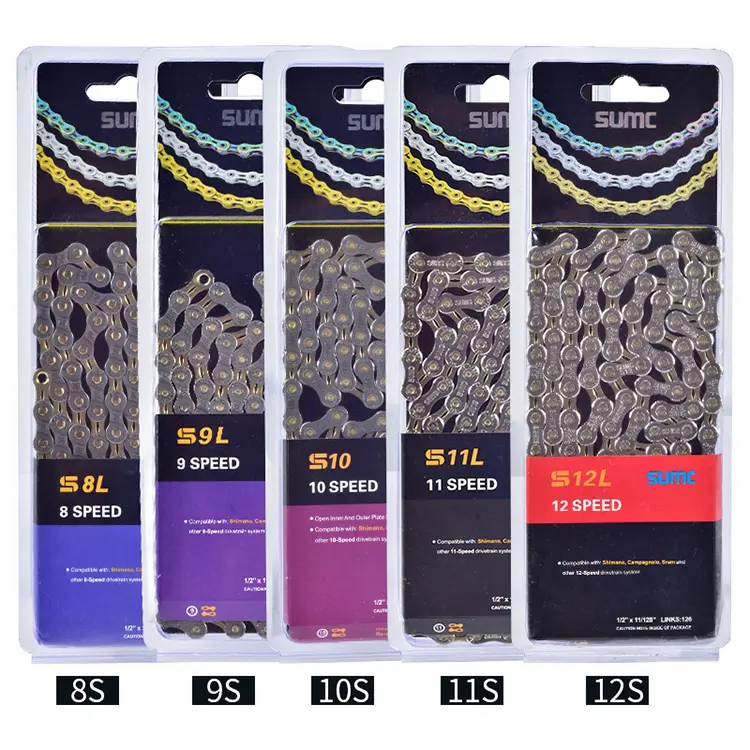 SUMC Golden Gray 116 Links Bicycle Chain Semi Hollow Road Bike ketten 8/9/10/11/12 Speed MTB Bicycle Chain