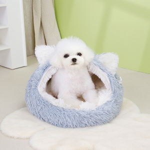 Bestverkochte Comfortabele Zachte Hondenbed Met Anti-Slip Bodem Pluche Kat Nest Cover Halfsluiting Foam Fiber Materiaal Huisdier Kennel - Product Image 1