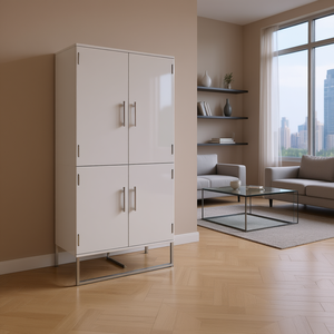 Modern Wall <b>Cabinet</b> Composition 503x40x H 220 Glossy <b>White</b> Living Room <b>Storage</b> Unit - Product Image 3