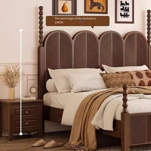 Metà del secolo <span class=keywords><strong>letto</strong></span> in <span class=keywords><strong>legno</strong></span> di gomma con colonne romane disegno simmetrico <span class=keywords><strong>intarsiato</strong></span> Vintage in <span class=keywords><strong>legno</strong></span> massiccio Queen Size camera da <span class=keywords><strong>letto</strong></span> mobili - Product Image 2