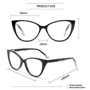 マズケリーアセテートキャットアイメガネフレーム高級女性手作り光学眼鏡蝶形処方箋対応高品質 - Product Image 2