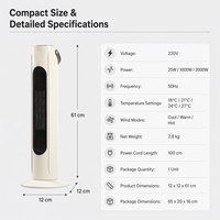 Nouvel Arrivage Chauffage Convecteur Portable Intelligent sur Pied, Chauffage Rapide, Température Constante, Silencieux, Tête Orientable, Économe en Énergie