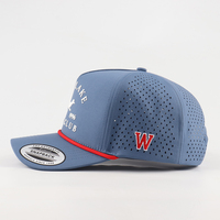 Casquette Sport Imperméable à 5 Panneaux en Polyester avec Trous Découpés au Laser, Gorras de Golf Perforées, Logo Patch en Caoutchouc Personnalisé, Casquette de Baseball Noire