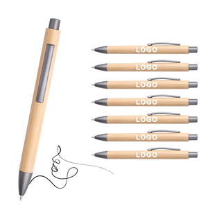 2025 Wholesale Eco-friendly Natural Recycled Click Bamboo Wood Ballpoint <b>Pen</b> With Custom Logo Printed Laser Engraved Manufacture - Product Image 1