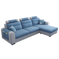 Sofá Seccional en Forma de L, Sofá Cama Convertible, Sofá Modular con Funda Lavable, Reposacabezas Ajustable, Muebles de Sala de Estar para el Hogar